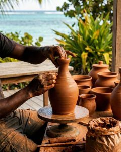 potier en action carafe des Antilles